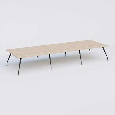 [Pas de famille] - [Pas de sous famille] - K5 table de reunion 480*165 cm. Plateau Hêtre et pietement Noir Mat avec base chromé.