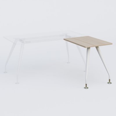[Pas de famille] - [Pas de sous famille] - K5 retour sur pied 80*60 cm. Plateau Acacia et pietement Blanc avec base chromé.