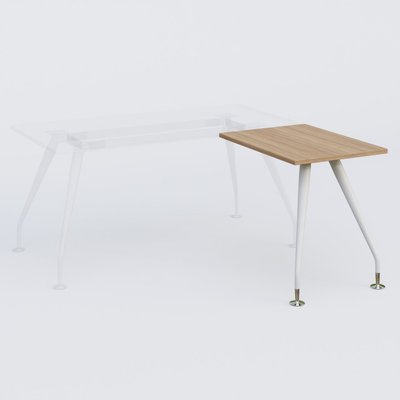 [Pas de famille] - [Pas de sous famille] - K5 retour sur pied 80*60 cm. Plateau Noyer et pietement Blanc avec base chromé.