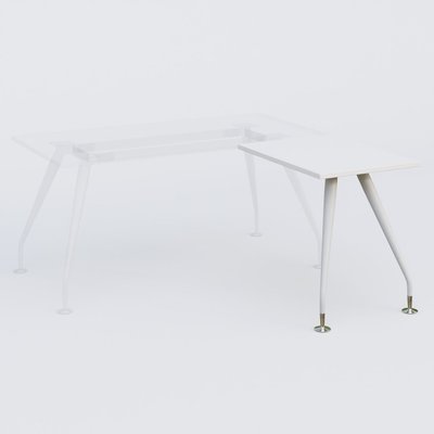 [Pas de famille] - [Pas de sous famille] - K5 retour sur pied 80*60 cm. Plateau Blanc et pietement Blanc avec base chromé.