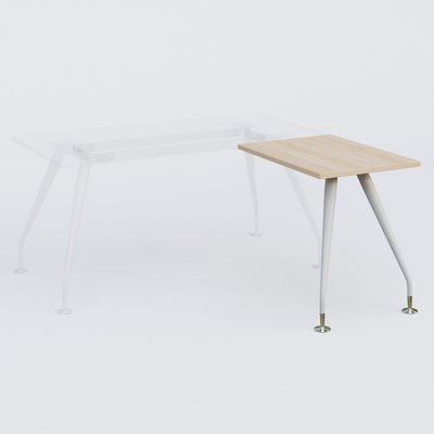 [Pas de famille] - [Pas de sous famille] - K5 retour sur pied 80*60 cm. Plateau Hêtre et pietement Blanc avec base chromé.