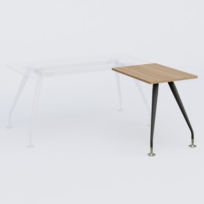 [Pas de famille] - [Pas de sous famille] - K5 retour sur pied 80*60 cm. Plateau Noyer et pietement Noir Mat avec base chromé.