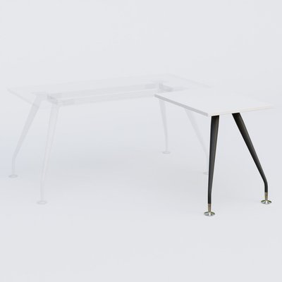 [Pas de famille] - [Pas de sous famille] - K5 retour sur pied 80*60 cm. Plateau Blanc et pietement Noir Mat avec base chromé.