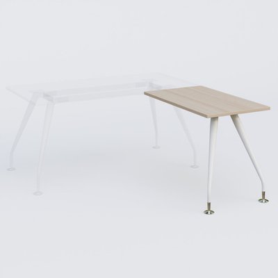 [Pas de famille] - [Pas de sous famille] - K5 retour sur pied 100*60 cm. Plateau Acacia et pietement Blanc avec base chromé.