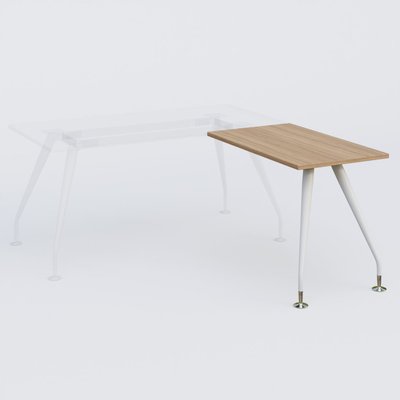 [Pas de famille] - [Pas de sous famille] - K5 retour sur pied 100*60 cm. Plateau Noyer et pietement Blanc avec base chromé.