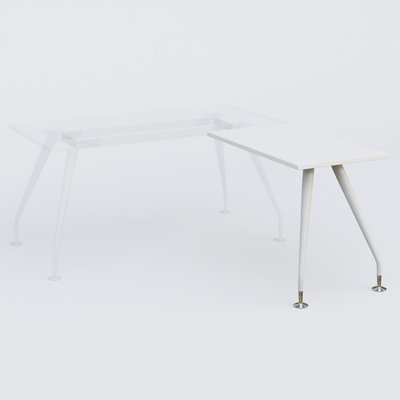 [Pas de famille] - [Pas de sous famille] - K5 retour sur pied 100*60 cm. Plateau Blanc et pietement Blanc avec base chromé.