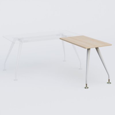 [Pas de famille] - [Pas de sous famille] - K5 retour sur pied 100*60 cm. Plateau Hêtre et pietement Blanc avec base chromé.