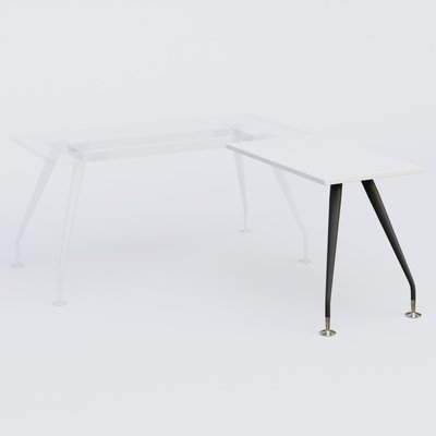[Pas de famille] - [Pas de sous famille] - K5 retour sur pied 100*60 cm. Plateau Blanc et pietement Noir Mat avec base chromé.