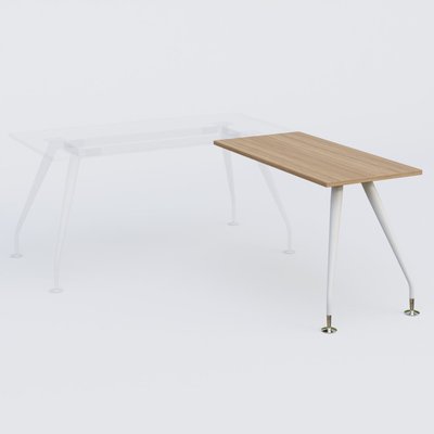 [Pas de famille] - [Pas de sous famille] - K5 retour sur pied 120*60 cm. Plateau Noyer et pietement Blanc avec base chromé.