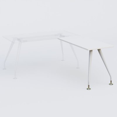 [Pas de famille] - [Pas de sous famille] - K5 retour sur pied 120*60 cm. Plateau Blanc et pietement Blanc avec base chromé.