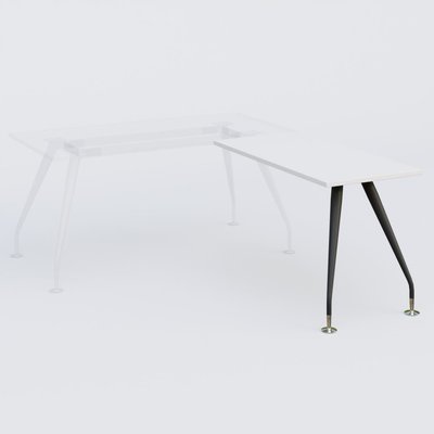 [Pas de famille] - [Pas de sous famille] - K5 retour sur pied 120*60 cm. Plateau Blanc et pietement Noir Mat avec base chromé.