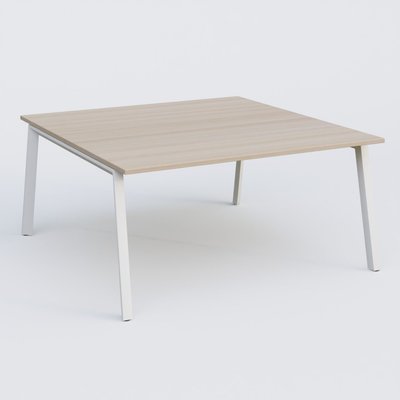 [Pas de famille] - [Pas de sous famille] - K8 plan droit 160*165 cm. Plateau Acacia et pietement Blanc.