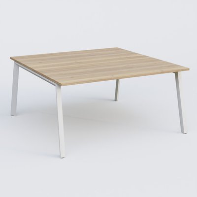 [Pas de famille] - [Pas de sous famille] - K8 plan droit 160*165 cm. Plateau Chêne naturel et pietement Blanc.