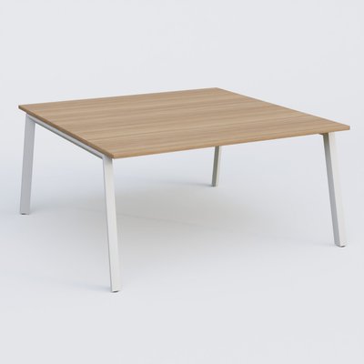 [Pas de famille] - [Pas de sous famille] - K8 plan droit 160*165 cm. Plateau Noyer et pietement Blanc.