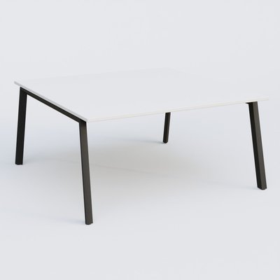 [Pas de famille] - [Pas de sous famille] - K8 plan droit 160*165 cm. Plateau Blanc et pietement Noir Mat.