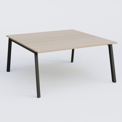 [Pas de famille] - [Pas de sous famille] - K8 plan droit 160*165 cm. Plateau Acacia et pietement Noir Mat.