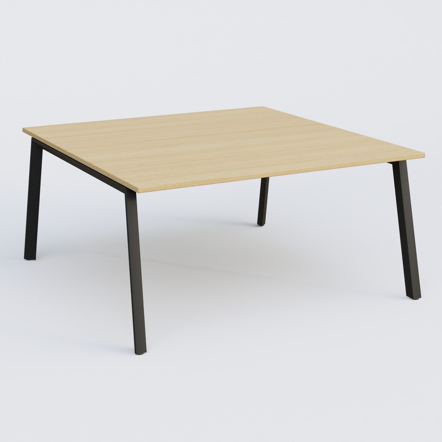 K8 plan droit 160*165 cm. Plateau Chêne clair et pietement Noir Mat.
