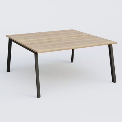 [Pas de famille] - [Pas de sous famille] - K8 plan droit 160*165 cm. Plateau Chêne naturel et pietement Noir Mat.