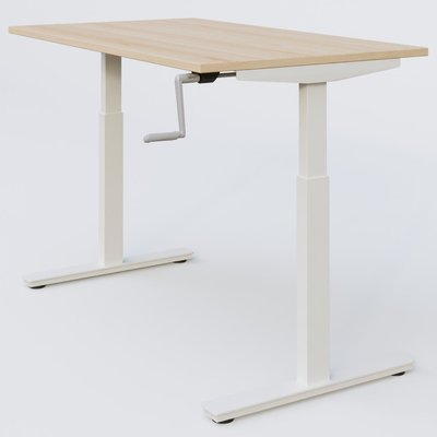 [Pas de famille] - [Pas de sous famille] - Poste solo 120*80 réglable en hauteur manuel 70-116 cm gamme KPro1. Plateau Hêtre et pietement Blanc.