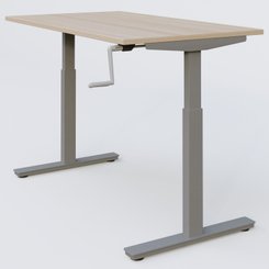 [Pas de famille] - [Pas de sous famille] - Poste solo 120*80 réglable en hauteur manuel 70-116 cm gamme KPro1. Plateau Acacia et pietement Aluminium.