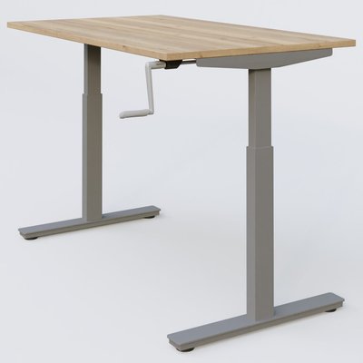 [Pas de famille] - [Pas de sous famille] - Poste solo 120*80 réglable en hauteur manuel 70-116 cm gamme KPro1. Plateau Chêne naturel et pietement Aluminium.