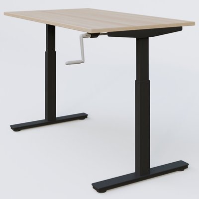 [Pas de famille] - [Pas de sous famille] - Poste solo 120*80 réglable en hauteur manuel 70-116 cm gamme KPro1. Plateau Acacia et pietement Noir.