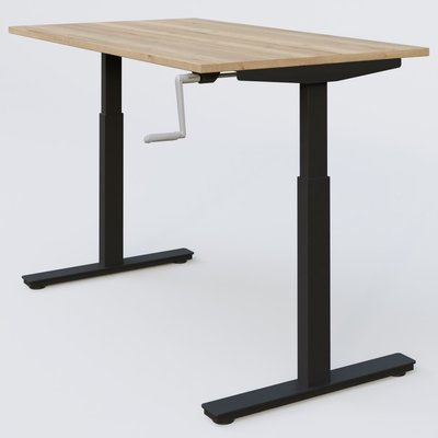 [Pas de famille] - [Pas de sous famille] - Poste solo 120*80 réglable en hauteur manuel 70-116 cm gamme KPro1. Plateau Chêne naturel et pietement Noir.