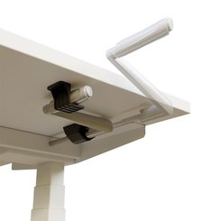 [Pas de famille] - [Pas de sous famille] - Poste solo 140*80 réglable en hauteur manuel 70-116 cm gamme KPro1. Plateau Blanc et pietement Aluminium.
