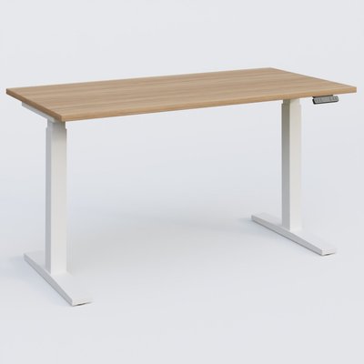 [Pas de famille] - [Pas de sous famille] - Poste solo 140*70 réglable en hauteur éléctriquement de 70-120 cm gamme KPro2. Plateau Noyer et pietement Blanc.