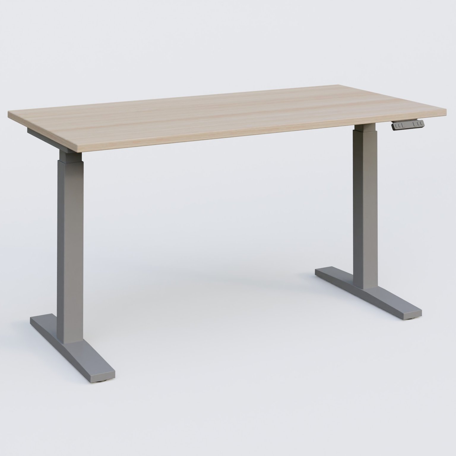 Poste solo 140*70 réglable en hauteur éléctriquement de 70-120 cm gamme KPro2. Plateau Acacia et pietement Aluminium.