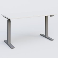 [Pas de famille] - [Pas de sous famille] - Poste solo 140*70 réglable en hauteur éléctriquement de 70-120 cm gamme KPro2. Plateau Blanc et pietement Aluminium.