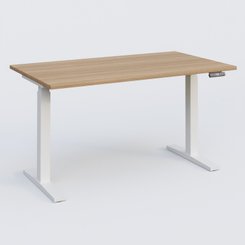 [Pas de famille] - [Pas de sous famille] - Poste solo 140*80 réglable en hauteur éléctriquement de 70-120 cm gamme KPro2. Plateau Noyer et pietement Blanc.