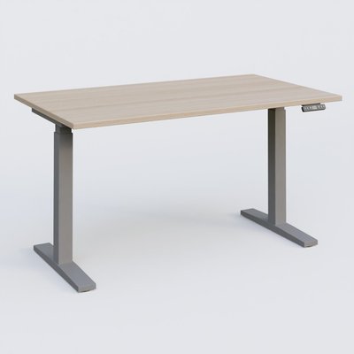 [Pas de famille] - [Pas de sous famille] - Poste solo 140*80 réglable en hauteur éléctriquement de 70-120 cm gamme KPro2. Plateau Acacia et pietement Aluminium.