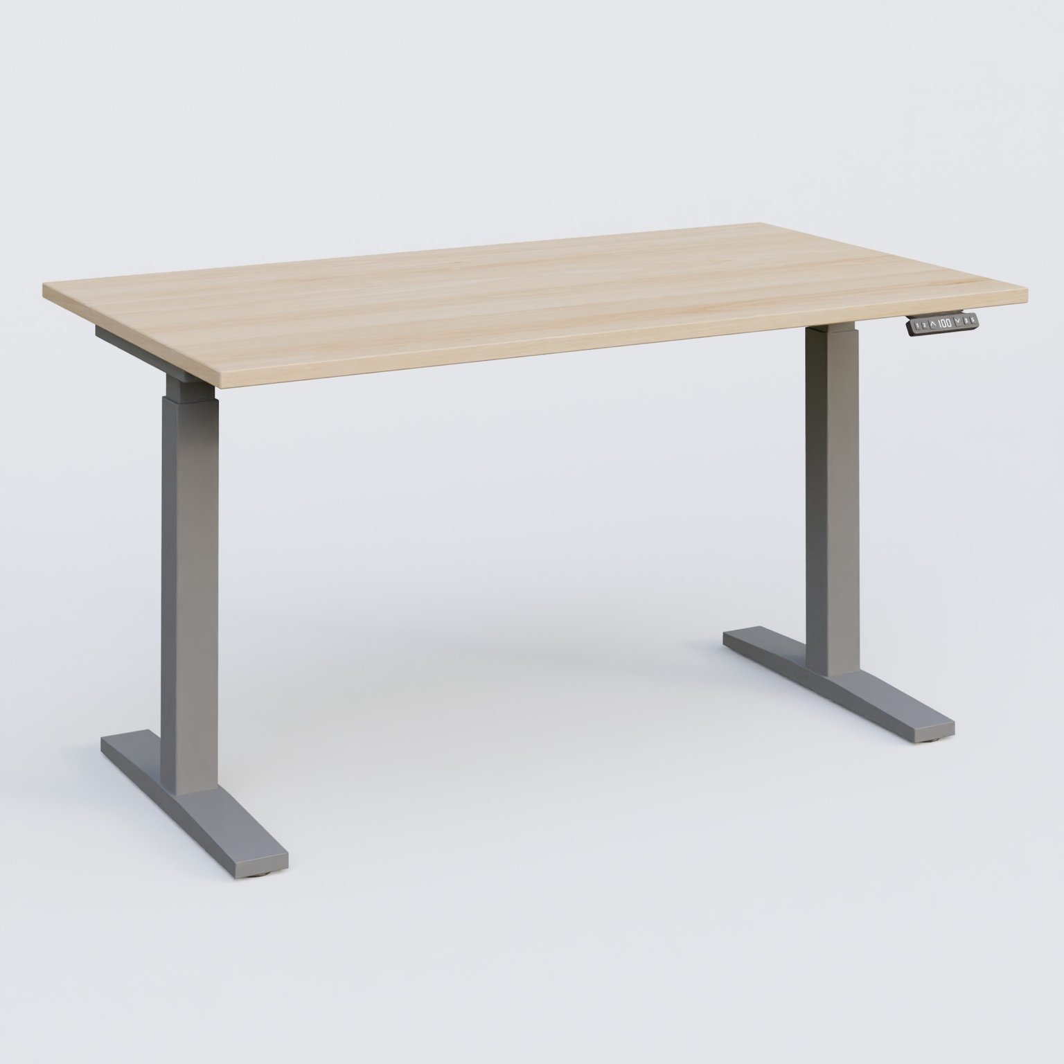 Poste solo 140*80 réglable en hauteur éléctriquement de 70-120 cm gamme KPro2. Plateau Hêtre et pietement Aluminium.