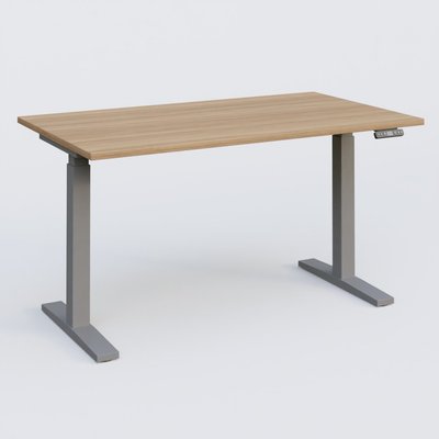 [Pas de famille] - [Pas de sous famille] - Poste solo 140*80 réglable en hauteur éléctriquement de 70-120 cm gamme KPro2. Plateau Noyer et pietement Aluminium.