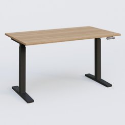 [Pas de famille] - [Pas de sous famille] - Poste solo 140*80 réglable en hauteur éléctriquement de 70-120 cm gamme KPro2. Plateau Noyer et pietement Noir.