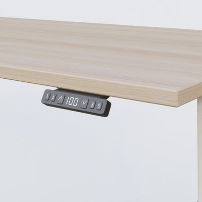 [Pas de famille] - [Pas de sous famille] - Poste solo 140*80 réglable en hauteur éléctriquement de 70-120 cm gamme KPro2. Plateau Acacia et pietement Blanc.
