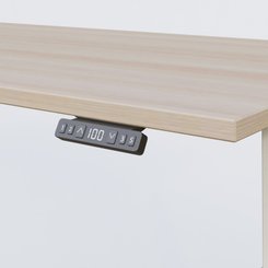[Pas de famille] - [Pas de sous famille] - Poste solo 140*80 réglable en hauteur éléctriquement de 70-120 cm gamme KPro2. Plateau Acacia et pietement Blanc.