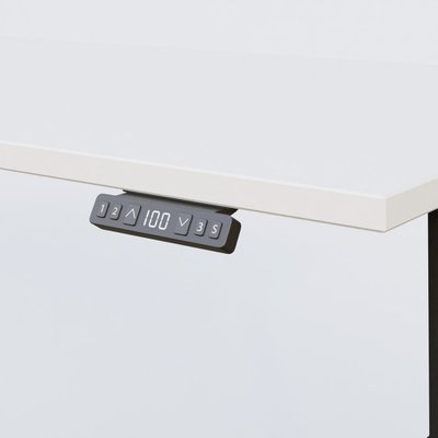 [Pas de famille] - [Pas de sous famille] - Poste solo 140*80 réglable en hauteur éléctriquement de 70-120 cm gamme KPro2. Plateau Blanc et pietement Noir.