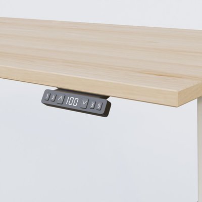 [Pas de famille] - [Pas de sous famille] - Poste solo 140*80 réglable en hauteur éléctriquement de 70-120 cm gamme KPro2. Plateau Hêtre et pietement Blanc.