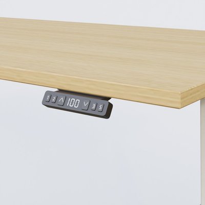 [Pas de famille] - [Pas de sous famille] - Poste solo 140*80 réglable en hauteur éléctriquement de 70-120 cm gamme KPro2. Plateau Chêne clair et pietement Blanc.