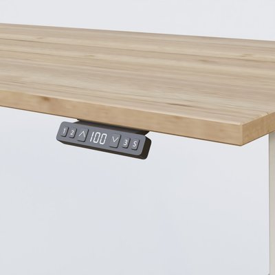 [Pas de famille] - [Pas de sous famille] - Poste solo 140*80 réglable en hauteur éléctriquement de 70-120 cm gamme KPro2. Plateau Chêne naturel et pietement Blanc.