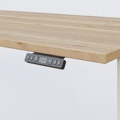 [Pas de famille] - [Pas de sous famille] - Poste solo 140*80 réglable en hauteur éléctriquement de 70-120 cm gamme KPro2. Plateau Chêne naturel et pietement Blanc.
