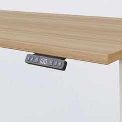 [Pas de famille] - [Pas de sous famille] - Poste solo 140*80 réglable en hauteur éléctriquement de 70-120 cm gamme KPro2. Plateau Noyer et pietement Blanc.