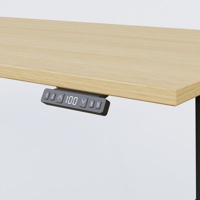 [Pas de famille] - [Pas de sous famille] - Poste solo 140*80 réglable en hauteur éléctriquement de 70-120 cm gamme KPro2. Plateau Chêne clair et pietement Noir.
