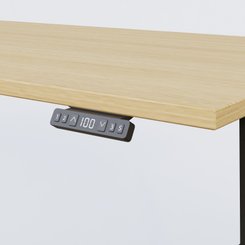 [Pas de famille] - [Pas de sous famille] - Poste solo 140*80 réglable en hauteur éléctriquement de 70-120 cm gamme KPro2. Plateau Chêne clair et pietement Noir.