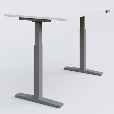 [Pas de famille] - [Pas de sous famille] - Poste solo 140*70 réglable en hauteur éléctriquement de 70-120 cm gamme KPro2. Plateau Blanc et pietement Aluminium.