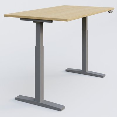 [Pas de famille] - [Pas de sous famille] - Poste solo 140*70 réglable en hauteur éléctriquement de 70-120 cm gamme KPro2. Plateau Chêne clair et pietement Aluminium.