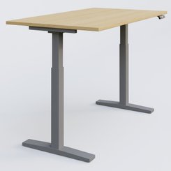 [Pas de famille] - [Pas de sous famille] - Poste solo 140*70 réglable en hauteur éléctriquement de 70-120 cm gamme KPro2. Plateau Chêne clair et pietement Aluminium.