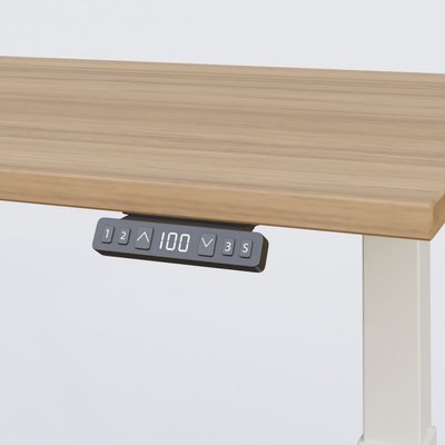 [Pas de famille] - [Pas de sous famille] - Poste solo 140*70 réglable en hauteur éléctriquement de 70-120 cm gamme KPro2. Plateau Noyer et pietement Blanc.